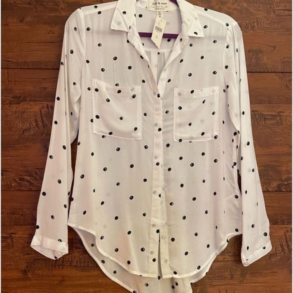 Anthropologie Polka Dot Button Down NWT